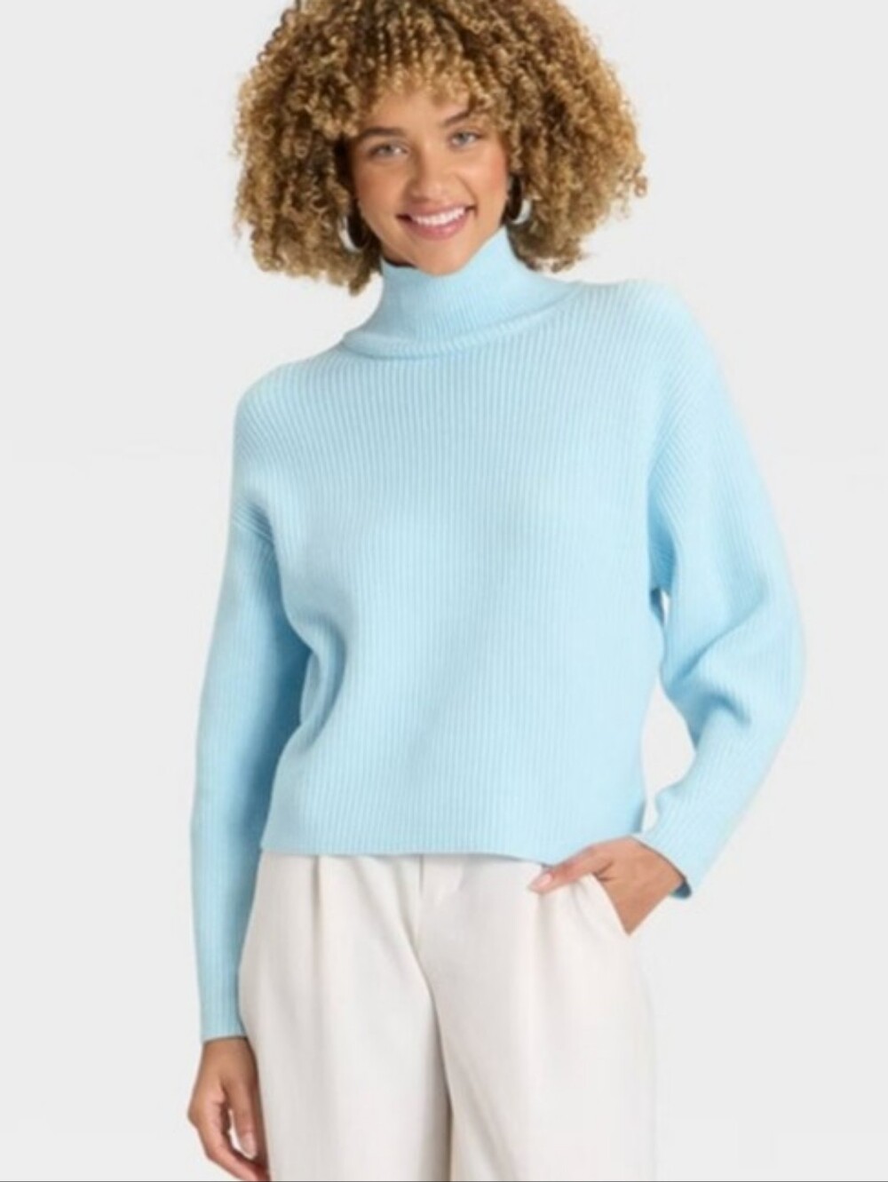 NEW! A New Day Funnel Turtleneck Sweater in Light Blue Size M
